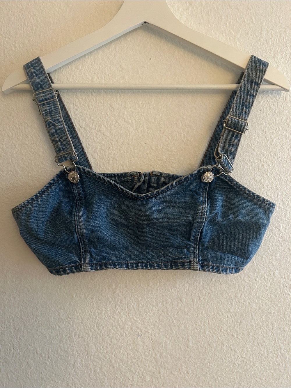 Topshop Denim Bandeau Crop Top - Blue
